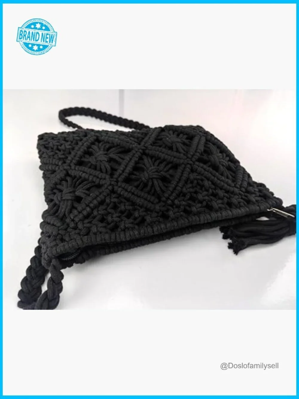 Boho Crochet Crossbody Bag Summer Beach Travel Clutch Handwoven Rectangle Purse